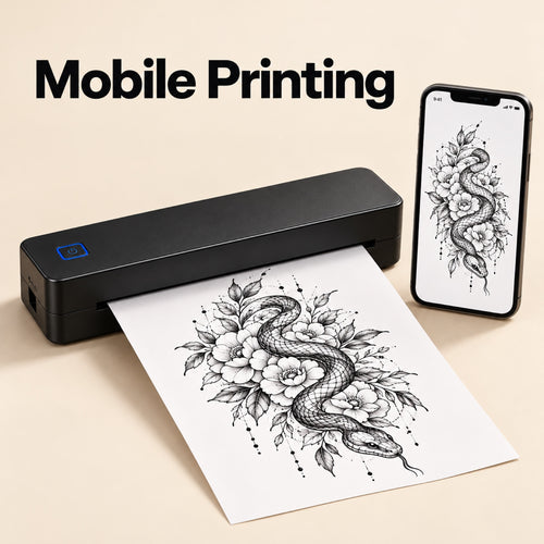 INF Bluetooth-enabled A4 thermal tattoo printer for hazardous waste labels and tattoo transfers