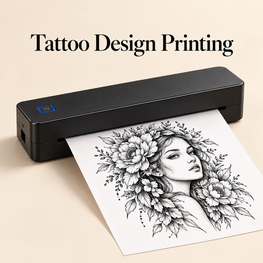 INF Bluetooth-enabled A4 thermal tattoo printer for hazardous waste labels and tattoo transfers