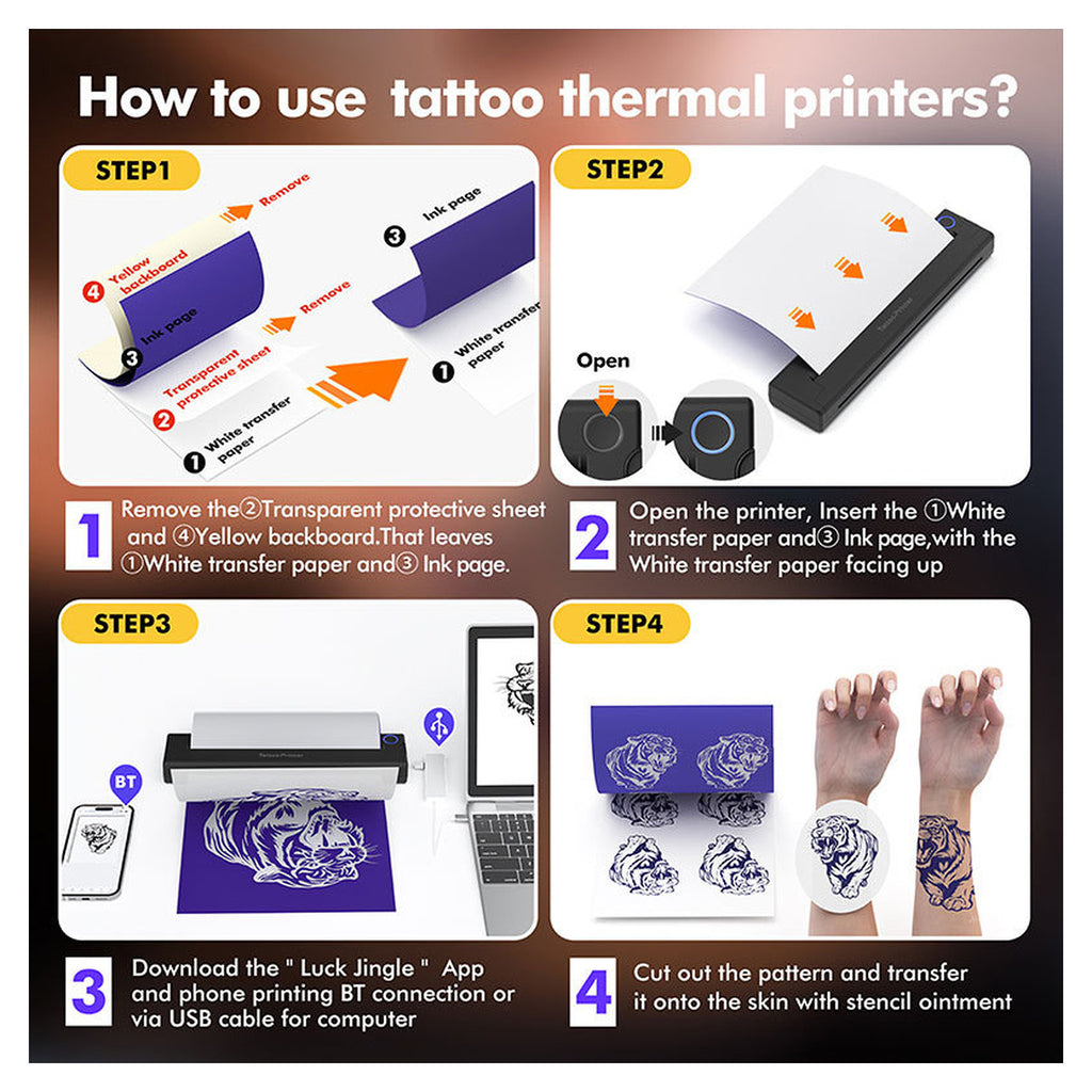 Bluetooth thermal printer for tattoo transfer and office use | INF Tattoo