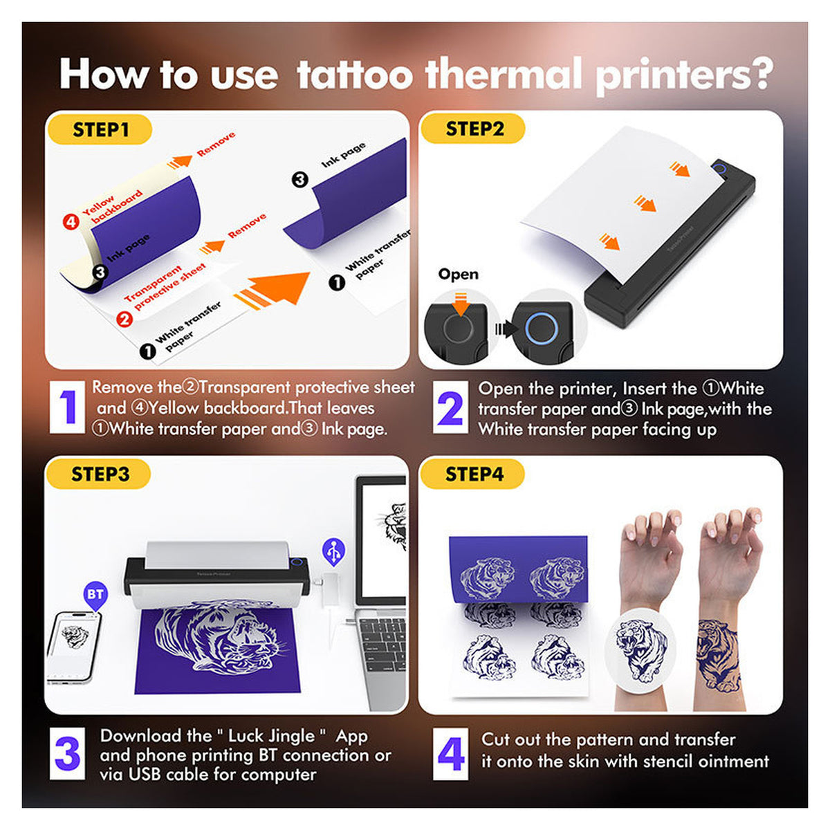 Bluetooth thermal printer for tattoo transfer and office use | INF Tattoo