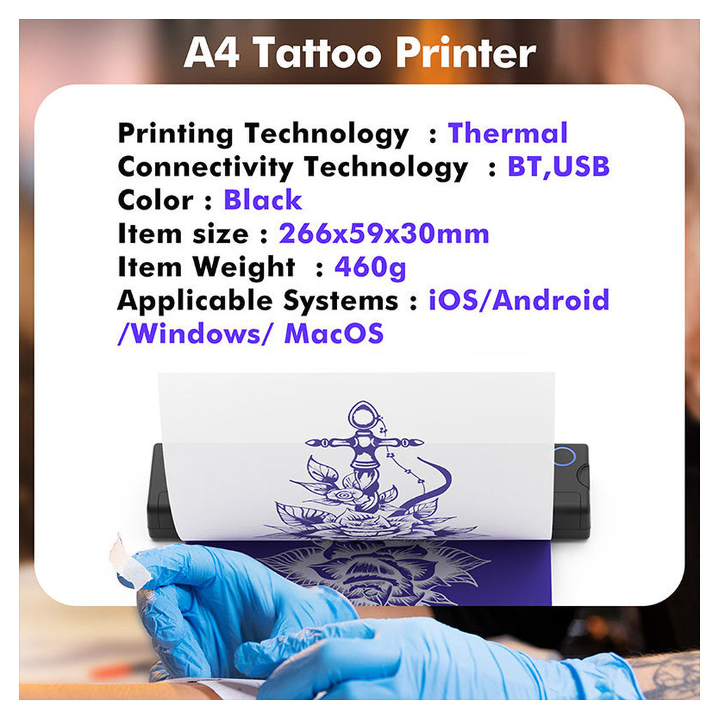 Bluetooth thermal printer for tattoo transfer and office use | INF Tattoo